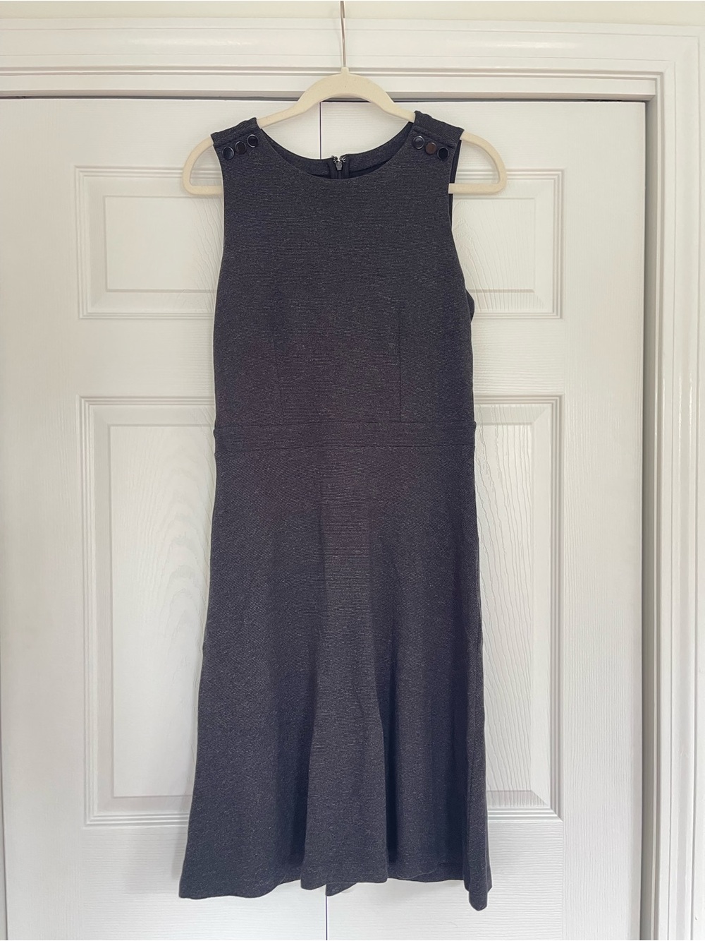 LOFT Charcoal Sleeveless Midi Dress w Button Details